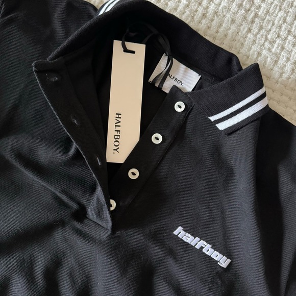 Halfboy Black Logo-Embroidered Cropped Polo - XS - NWT - Picture 4 of 10